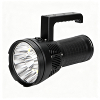Linterna de Búsqueda Potente de 12 LED XHP70.2, 70000 Lúmenes, 180 Días de Duración, Luz de Rescate, Recargable por USB, Ventilador Integrado