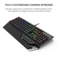 AIKUN GX920 kablolu RGB arkadan aydınlatmalı oyun klavye mekanik anahtarları multimedya tam boy klavye iki USB Hub siyah