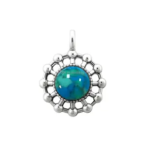 Wholesale New Arrivals S925 Silver with Turquoise Antique Silver Charms Pendant Necklace with Gemstone Pendant for Women MenGift