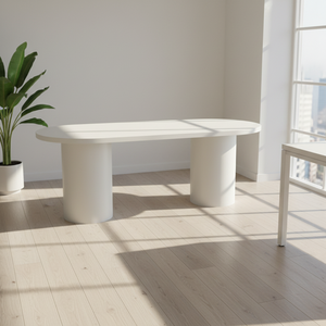 2026 अनुकूलित सूक्ष्म सीमेंट पेंटिंग अंडाकार लकड़ी के डाइनिंग टेबल निर्माता के न्यूनतम प्रभाव भोजन कक्ष फर्नीचर - Product Image 2