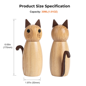 Moulin à sel et à poivre manuel en <span class=keywords><strong>bois</strong></span> en forme de chat de luxe, noyau de broyage de deuxième génération, matériau en <span class=keywords><strong>bois</strong></span>, utilisation manuelle, cadeau mignon emballé dans une boîte - Product Image 2