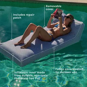 Flotteurs de piscine gonflables de qualité supérieure, PVC pliable, dossier inclinable, lit flottant, canapé avec revêtement en tissu maillé, chaise longue de plage, lac, détente - Product Image 4