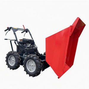 Mini-dumper rouge en acier à 4 roues, à essence, transporteur mobile pour usage industriel, plateforme thermolaquée - Product Image 5