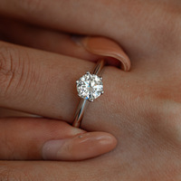 Nouvel Arrivage Bague de Fiançailles Classique pour Femme en Argent Sterling S925 et Moissanite, Sertie de Six Griffes, Style Couronne, Style Coréen, Approvisionnement Transfrontalier