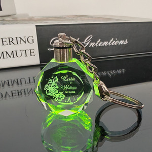 whhoelsale cheap K9 3d Laser Engraving Led Luminous Light <b>Custom</b> Logo Crystal <b>Keychain</b> for Promotion Gift - Product Image 1