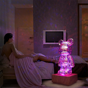 3D Glass <strong>Violent</strong> Bear <strong>Night</strong> Light Rgb Ambience Table Lamp for Kids Gift Bedside Desk Ornaments Romantic Fireworks Lamp - Product Image 1