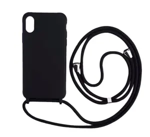 Casing ponsel silikon cair, sarung HP tali kalung selempang tali gantungan untuk iphone 13 12 MiNi 11 Pro X XR XS Max 6s 7 8 Plus SE 2