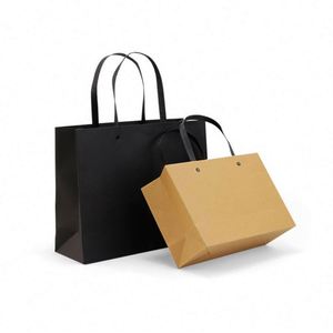 Sacs en papier kraft professionnels avec logo personnalisé, sacs shopping bruns avec dimensions 17cmx10cmx22cm, pack promotionnel - Product Image 4