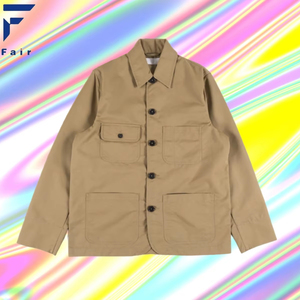 แจ็คเก็ตร้านค้าแบบกำหนดเองทรงหลวมสำหรับลุคลำลองมากขึ้นหน้าห้าปุ่มปัดโพลีเทคแบบคลาสสิก - Product Image 1