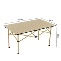 Table de camping pliable en métal moderne de haute qualité, portable, en aluminium, pliable, table de plage enroulable, table de pique-nique pliable