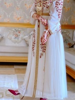 Robe Costume Deux Pièces Musulman Aïd pour Femmes, Broderie Diamant, Abaya de Soirée de Luxe, Caftan Élégant Deux Pièces