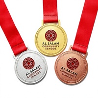Médaille en métal personnalisée en alliage de zinc, médaille de récompense sportive scolaire, gravée au laser avec ruban pour événements