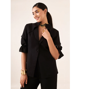 Blazer Negro con Pedrería para Mujer, Blusa Casual de Verano, Blusa Moderna y Elegante para la Noche o el Trabajo, Atuendo Cómodo - Product Image 6