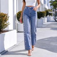 Jeans à taille haute et jambes larges en strass pour femmes, pantalon en denim scintillant pour les soirées de gala hivernales