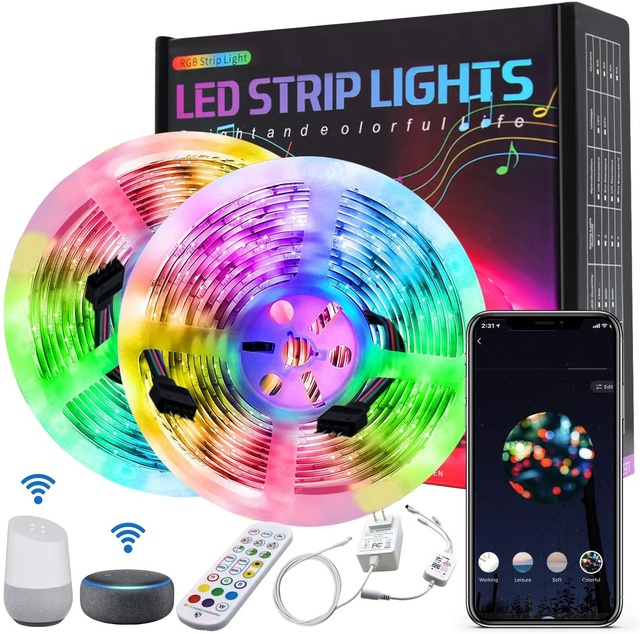Smart Tuya WiFi 5M-30M RGB LED Strip Light with Voice Control Alexa & Google Home App Remote for Christmas Decoration