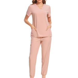 Ensemble de blouses médicales pour femmes - Haut de blouse tricoté extensible à col en V et pantalon jogger 8 poches (pantalon cargo à col en V) - Product Image 6
