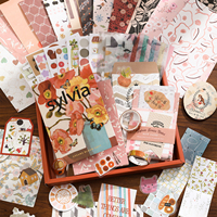 Kit de Diario de Flores Vintage en Acuarela Simno, Caja Completa de Suministros para Scrapbooking Floral con Cuaderno y Pegatinas PET