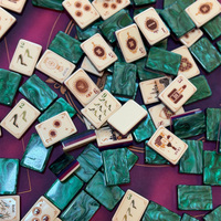 Ensemble de Mahjong Américain de Luxe en Acrylique Vert, Écologique, 160 Pièces, 4 Couches, Tuiles de Mahjong Gravées pour le Divertissement