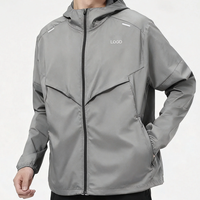 Veste coupe-vent pour homme avec logo personnalisé, veste de course respirante à capuche légère, protection sportive, veste de jogging OVER