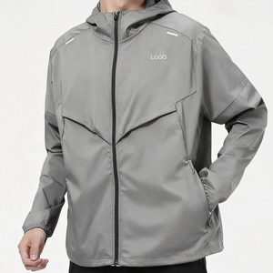 Veste coupe-vent pour homme avec logo personnalisé, veste de course respirante à capuche légère, protection sportive, veste de jogging OVER - Product Image 1