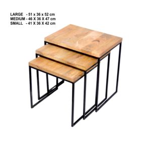 Home Decor Furniture <b>Set</b> of 3 Wooden and Metal <b>Table</b> Home Hotel Furniture Nesting <b>side</b> <b>table</b> - Product Image 5