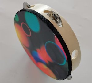 Wholesale Handheld Tambourine 8 Inch Single Layer Bell Piece Solid Wood Hand Held <b>Drum</b> Colorful - Product Image 6