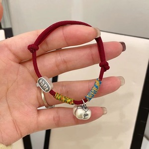 Pulsera de hilo rojo con dije de campana de plata pura 999, regalo unisex, joyería - Product Image 4