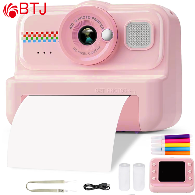 Children DIY Mini  Instant Print Printable Camera 3 in 1 Instant Printing Camera Video Photo Printing with Built-in LED Light