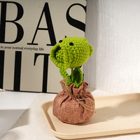 Crochet fait main fleurs décoratives plantes drôle Peashooter toile de jute sac plante en peluche mignon Artisanal Crochet cadeaux pour
