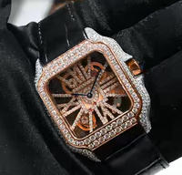 Montre automatique de luxe 3A Hip Hop avec cadran et lunette entièrement sertis de moissanite, style Carter Santo modifié pour homme