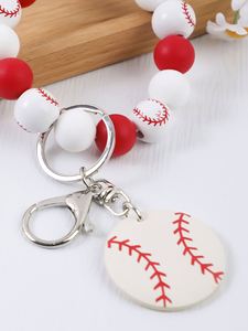 Fashion <b>Silicone</b> <b>Beaded</b> Key Wrist Ornament Basketball Football Volleyball Pendant Sports Style Fashion Keychain - Product Image 2