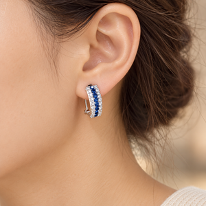 Orecchino a polsino geometrico blu da donna, design semplice, accessori per l'orecchio da indossare tutti i giorni - Product Image 2