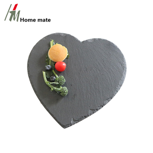 Plateau en pierre à Steak écologique, de couleur noire, en forme de cœur, artisanat, nouveau produits