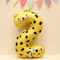Ballon en aluminium numérique de 40 pouces, nouveau design, animaux adorables, pour décoration d'ambiance de fête d'anniversaire, vente en gros