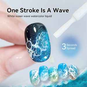 Encre liquide pour nail art <span class=keywords><strong>effet</strong></span> <span class=keywords><strong>marbre</strong></span> bleu vague océanique, facile à appliquer, 10 ml, pour design de vernis gel - Product Image 6