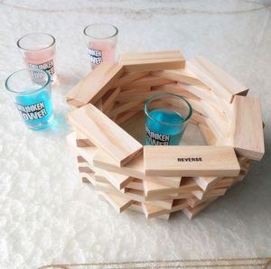 Fun House Party 4 Gafas 60 Bloques apilables de madera Juguetes Set Drunken Tumbling Tower <span class=keywords><strong>Juego</strong></span> para beber - Product Image 4