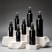 Vente en gros de flacons pulvérisateurs à fine brume en PET noir de 10/30/50/60/100 ml, contenants cosmétiques vides rechargeables, atomiseur de parfum, soins de la peau pour hommes