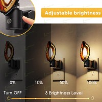 LOHAS 350 °   Lampe de nuit rotative à brancher, base C7, LED sans flamme, intensité réglable, décorative en cristal, pour chambre à coucher
