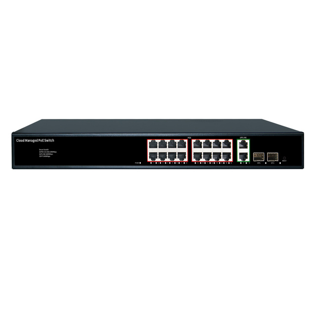 OEM 16+4 Ports Full Gigabit Smart  Cloud Managed Ethernet PoE Switch VLAN QoS Network for IP CCTV Camera