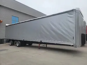 JT factory 3 saf bpw Axle Transport 40 Ton Dry Van Truck 40ft PVC Curtain Side Open Semi Trailer