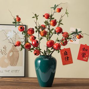 Bouquet de fleurs artificielles de grenade Meng Jie 30cm-100cm Rouge Orange Rouge Décoration de salon - Product Image 2