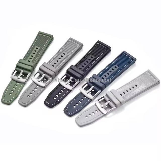 Stock 22mm Quick Release Smart Replacement Watch Strap Woven Rubber Hybrid Watch Band