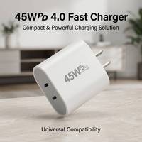 Chargeur mural rapide OEM personnalisé avec logo, 45W, double USB-C PD3.0, prise US/EU, adaptateur secteur PD4.0, double sortie Type-C pour ordinateurs portables et téléphones
