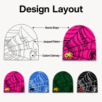Gorro de Punto Jacquard Estilo Vintage Y2K con Diseño de Telaraña, Estilo Gótico Urbano, Sin Puño, Personalizado por el Fabricante, para Hombre