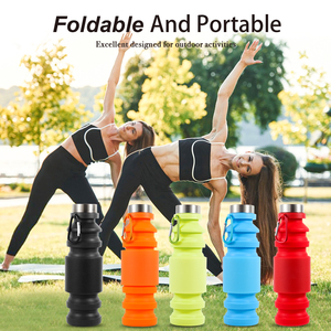 Bouteille d'eau en silicone écologique de 550 ml avec anneau central, résistante à l'eau chaude et froide, tasse en silicone souple réutilisable, gourde de sport en silicone - Product Image 4