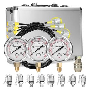 Kit de manomètres hydrauliques pour excavatrice avec 9 raccords, 3 manomètres et 3 tuyaux de test pour machines de construction - Product Image 6