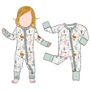 Romper Bayi Kelinci Motif Cetak Hewan Paskah Berkualitas Tinggi Tanpa Bea Tarif OEM Qingli, Romper Bayi Perempuan Bahan Bambu - Product Image 2