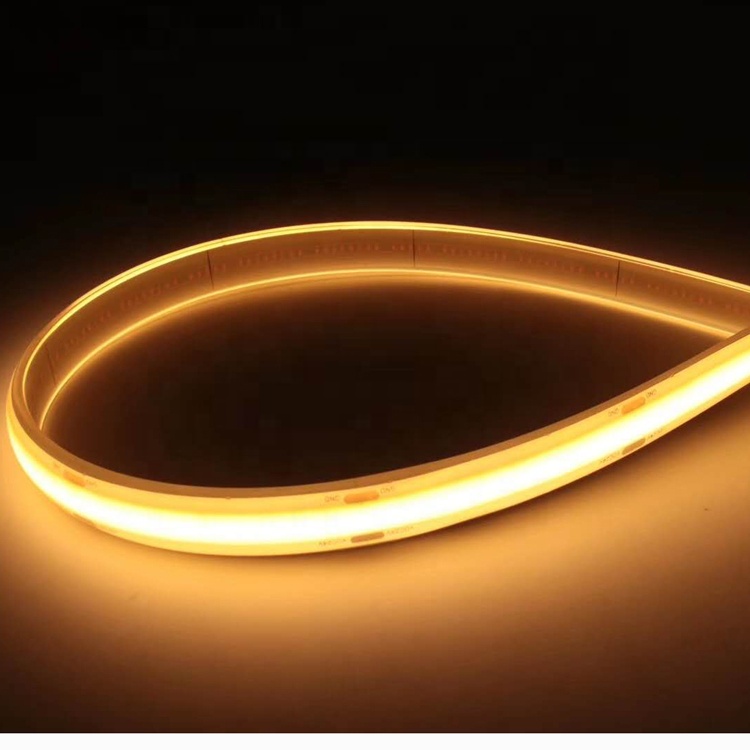 เทป LED Cob แบบยืดหยุ่น12V 24V 5ม. 480หลอดซิลิกอนกันน้ำ COB LED Strip มาใหม่ CRI>90 8มม. 11W IP65 Leds