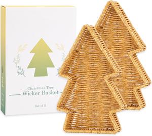 Cesto di vimini albero di natale, vassoio decorativo Snack, vassoio da portata antipasto e piatti - Product Image 1