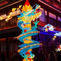 Lanterne LED en soie personnalisée Dragon Embracing, fabriquée à Zigong, grande taille, étanche pour l'extérieur, idéale pour l'affichage des fêtes du Chinatown et du Festival du Printemps
